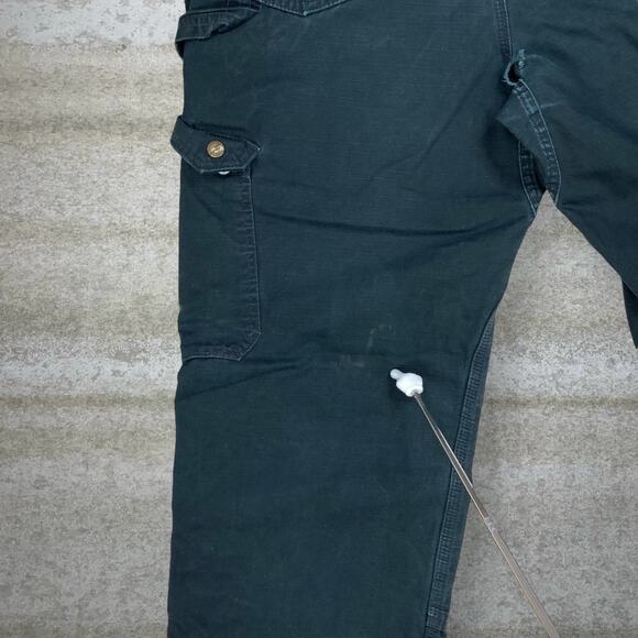 Vintage 90s Carhartt Carpenter Pants 38x32 Baggy Wide Leg Fit Black Double Knees - Picture 6 of 12